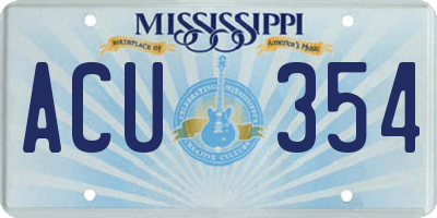 MS license plate ACU354