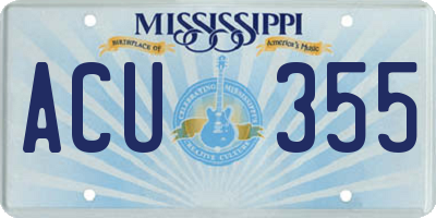 MS license plate ACU355