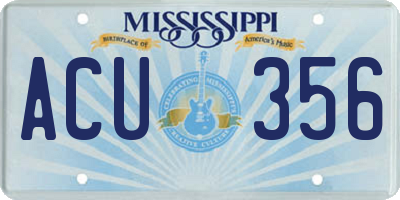 MS license plate ACU356
