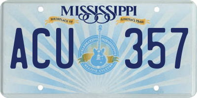 MS license plate ACU357