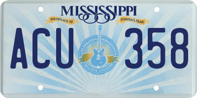 MS license plate ACU358
