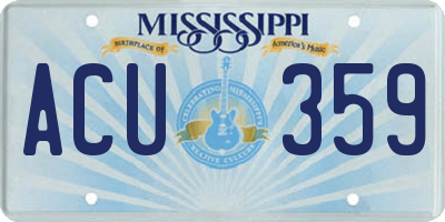 MS license plate ACU359
