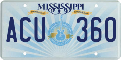 MS license plate ACU360