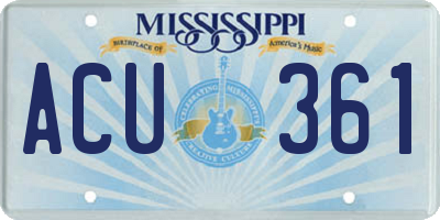 MS license plate ACU361
