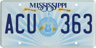 MS license plate ACU363
