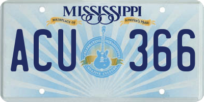 MS license plate ACU366