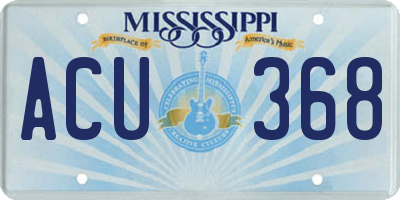 MS license plate ACU368