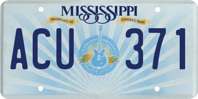 MS license plate ACU371