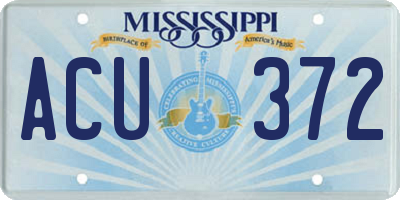 MS license plate ACU372