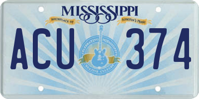 MS license plate ACU374