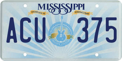 MS license plate ACU375