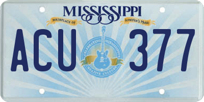 MS license plate ACU377
