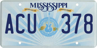 MS license plate ACU378