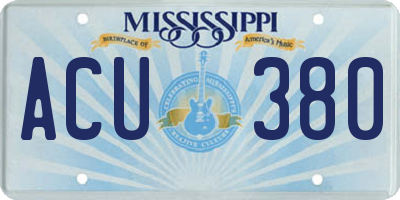 MS license plate ACU380
