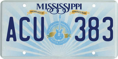 MS license plate ACU383