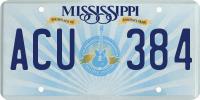 MS license plate ACU384