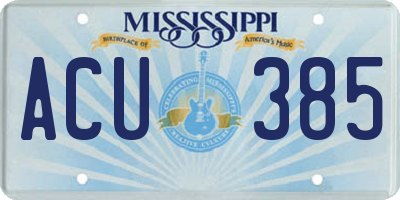 MS license plate ACU385