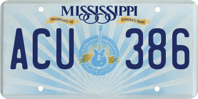 MS license plate ACU386
