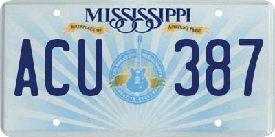 MS license plate ACU387
