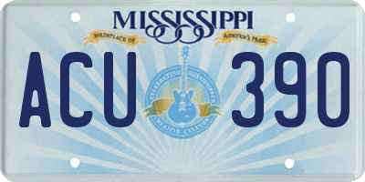 MS license plate ACU390