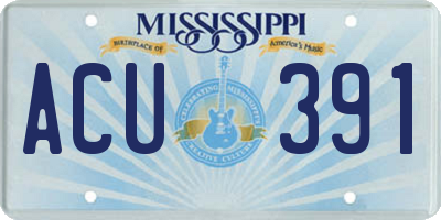MS license plate ACU391