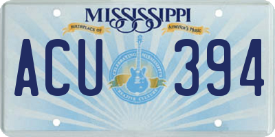 MS license plate ACU394