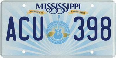 MS license plate ACU398