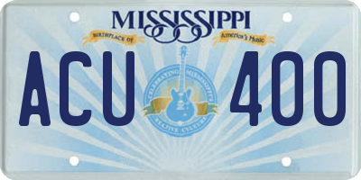 MS license plate ACU400