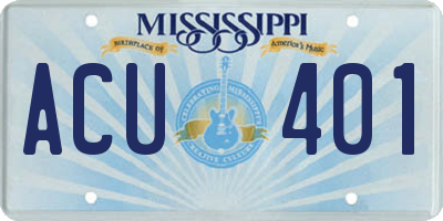 MS license plate ACU401