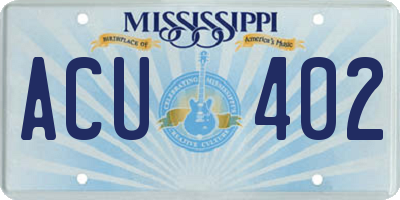 MS license plate ACU402