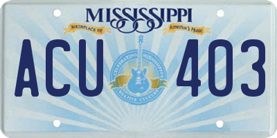 MS license plate ACU403