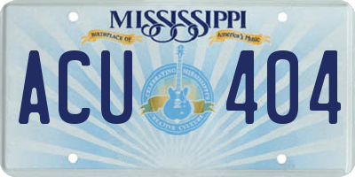 MS license plate ACU404