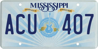 MS license plate ACU407