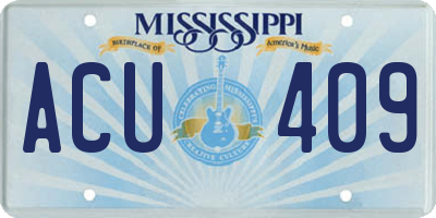 MS license plate ACU409