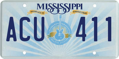 MS license plate ACU411