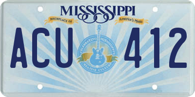 MS license plate ACU412
