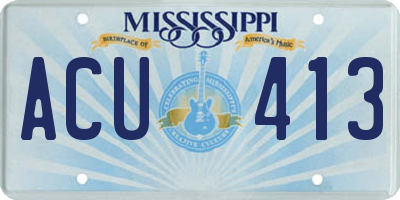 MS license plate ACU413