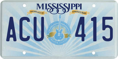 MS license plate ACU415