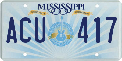 MS license plate ACU417