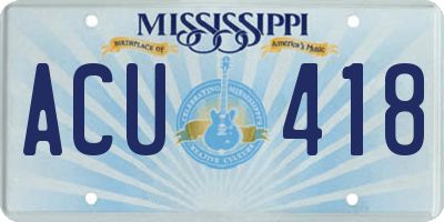 MS license plate ACU418