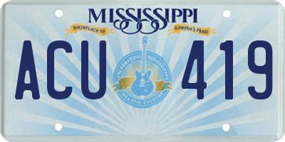MS license plate ACU419