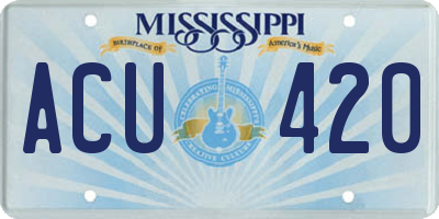 MS license plate ACU420