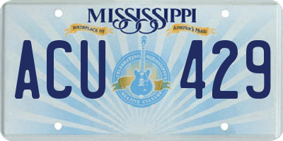 MS license plate ACU429