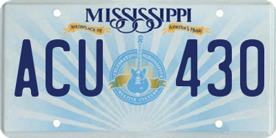 MS license plate ACU430