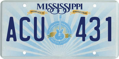 MS license plate ACU431
