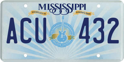 MS license plate ACU432