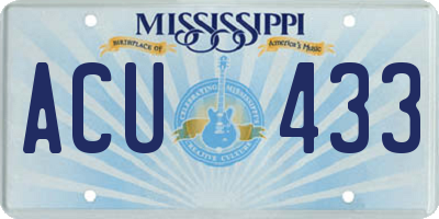 MS license plate ACU433