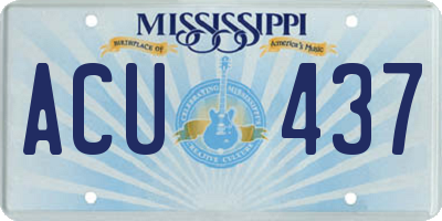 MS license plate ACU437