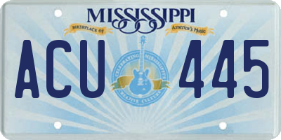 MS license plate ACU445