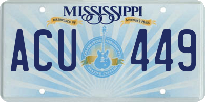 MS license plate ACU449